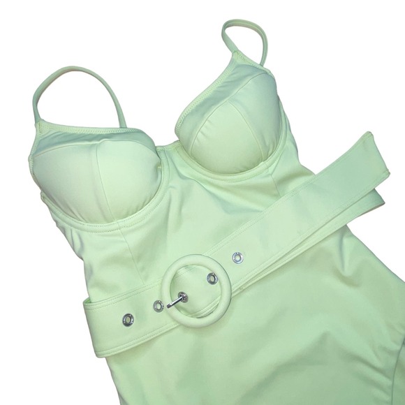 Jonathan SIMKHAI Noa Belted Underwire One Piece Swimsuit LIME XS - Picture 4 of 14